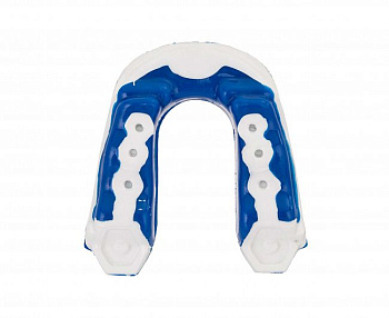 C503 Капа одночелюстная Clinch Prime Triple Layer Mouthguard бело-прозрачно-синяя (размер Senior)