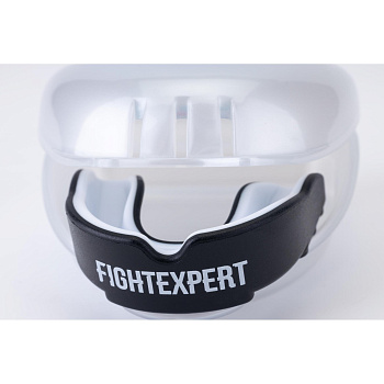 Защита рта (капа) FIGHT EXPERT ФКР с футляром (гель, резина, до 11, Черный/белый)