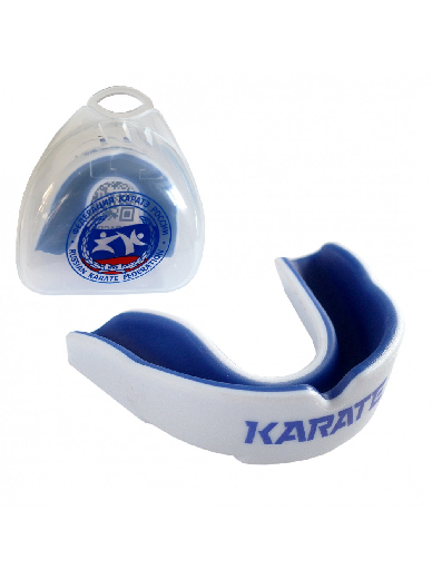 Защита рта (капа) FIGHT EXPERT - Karate с футляром (гель+резина, взрослый , Белый/синий) 