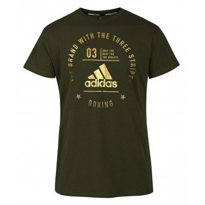 adiCL01B Футболка The Brand With The Three Stripes T-Shirt Boxing зелено-золотая 