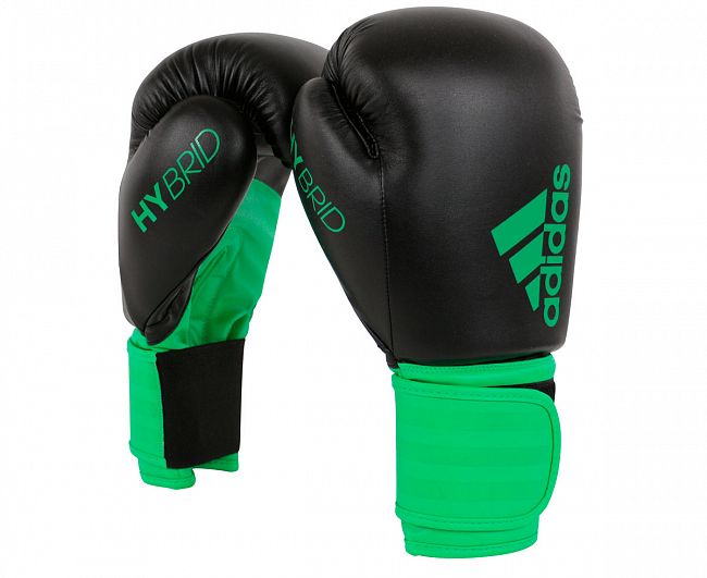 adiH100 Перчатки боксерские Hybrid 100 черно-зеленые