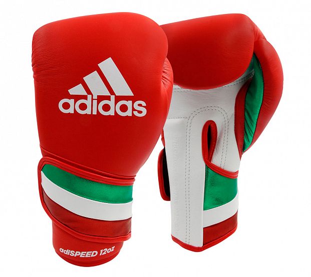 adiSBG501PRO Перчатки боксерские AdiSpeed красно-бело-зеленые