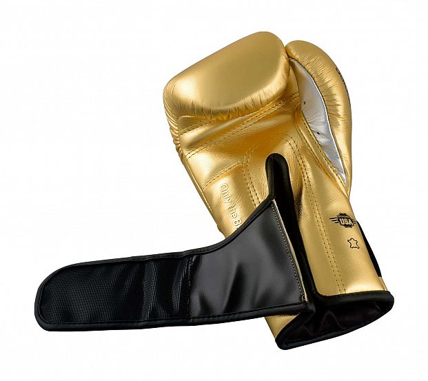 adiSBG501ProM Перчатки боксерские AdiSpeed Metallic золото-серебристо-черные