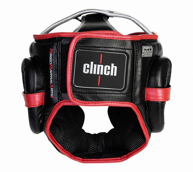 C147 Шлем боксерский Clinch M1 черно-красно-серебристый (размер M)        