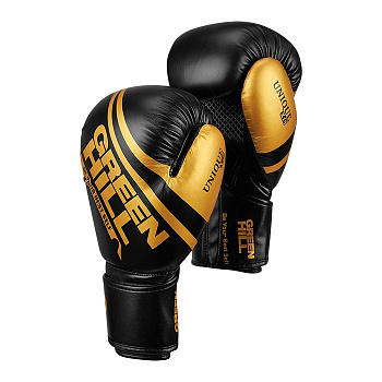 BGU-2308 Боксерские перчатки UNIQUE черно-золотые