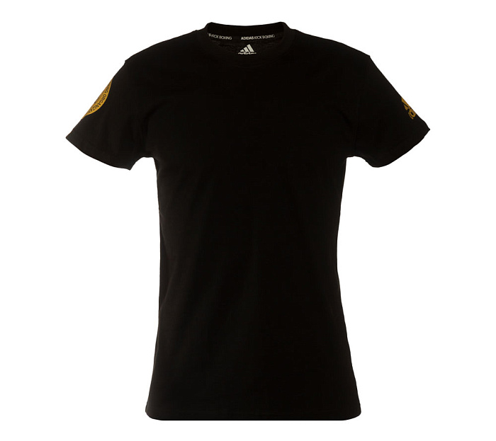 adiWAKOT1 Футболка T-Shirt Kickboxing WAKO черно-золотая 