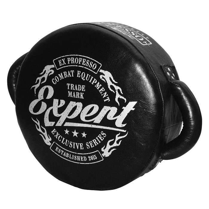 Тренировочный щит для отработки ударов, круглый  FIGHT EXPERT (кожа, диаметр 35 см.,толщина 15 см.)