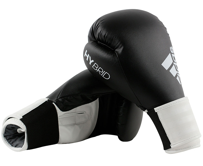 adiH100 Перчатки боксерские Hybrid 100 черно-белые (вес 14 унций)