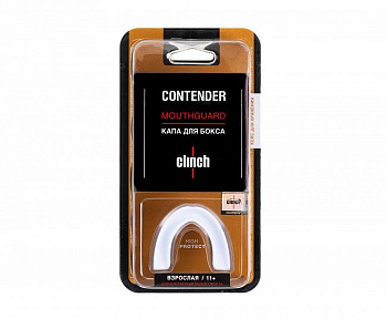 C513 Капа одночелюстная Clinch Contender Triple Layer Mouthguard бело-серебристая (размер Senior)