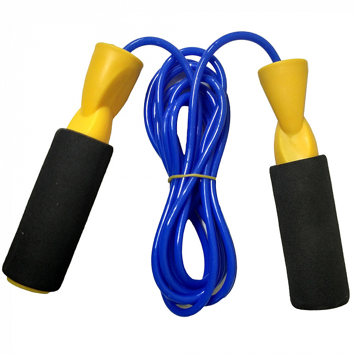 R18103-3 Скакалка ПВХ с подшипником 2,8 м. (желтые ручки, синий шнур)