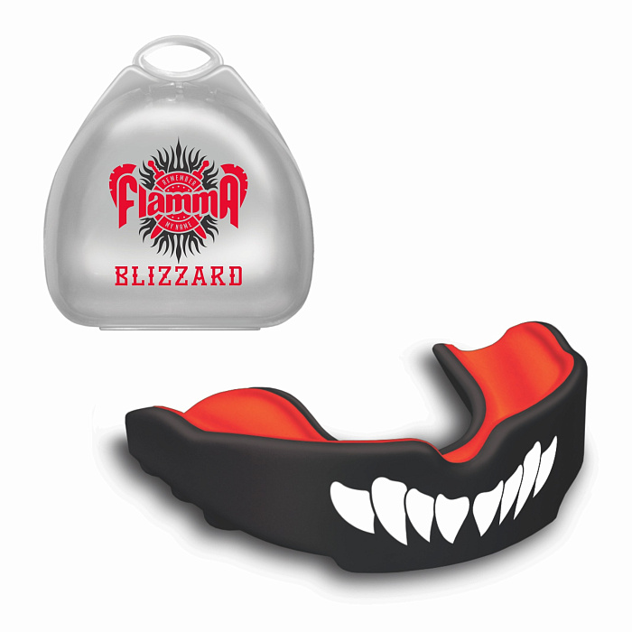 Защита рта (капа) FLAMMA - BLIZZARD MONSTER 2.0 с футляром (гель,резина, взрослый, черный/красный)