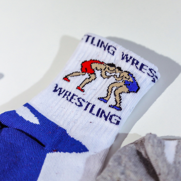 KTSL0128 KTS "Wrestling" носки детские белые под.синяя, св.серая, красная