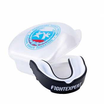 Защита рта (капа) FIGHT EXPERT ФКР с футляром (гель, резина, 12+, Черный/белый)