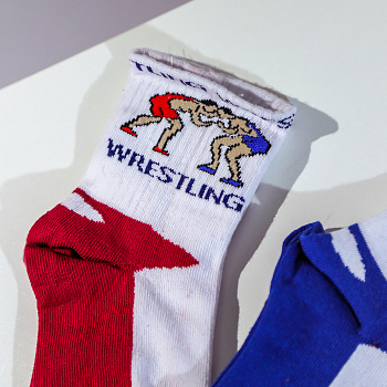 KTSL0128 KTS "Wrestling" носки детские белые под.синяя, св.серая, красная