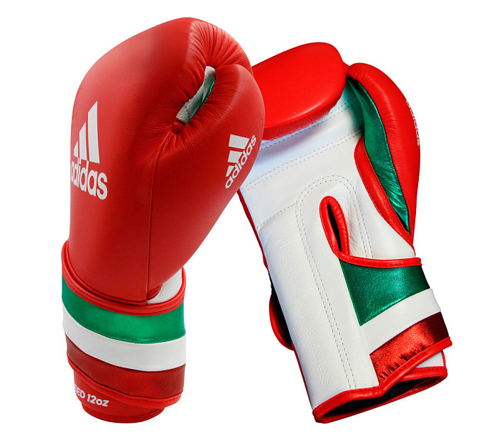 adiSBG501PRO Перчатки боксерские AdiSpeed красно-бело-зеленые
