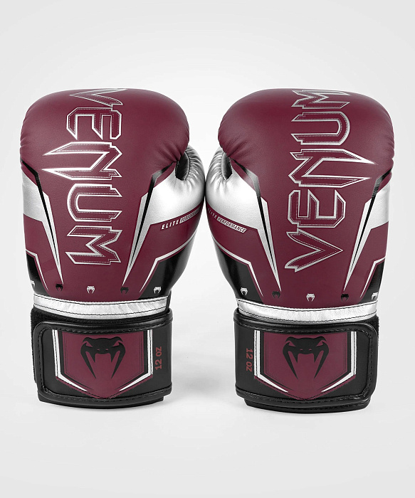 Перчатки боксерские Venum Elite Evo Burgundy/Silver