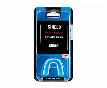 C512 Капа одночелюстная Clinch Shield Double Layer Mouthguard бело-синяя (размер Senior)