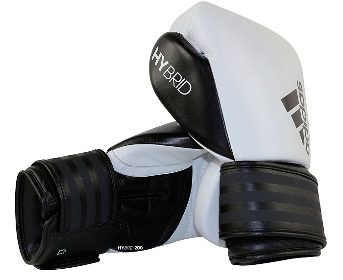 adiH200 Перчатки боксерские Hybrid 200 черно-белые (вес 16 унций)
