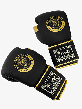Боксерские перчатки REVANSH PRO, черно-золотой, натуральная кожа