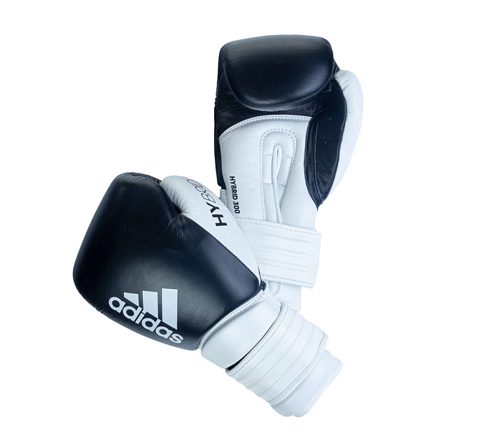 adiH300_2.0 Перчатки боксерские Hybrid 300 2.0 черно-белые (вес 20 унций)