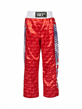 KBT-4058k Детские брюки для кикбоксинга WAKO Approved красные