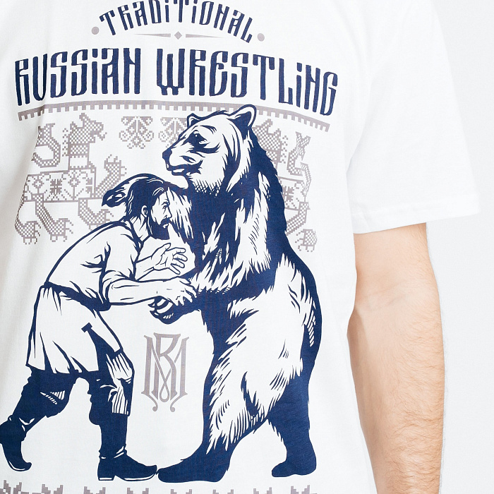 Футболка "Русская борьба" белая