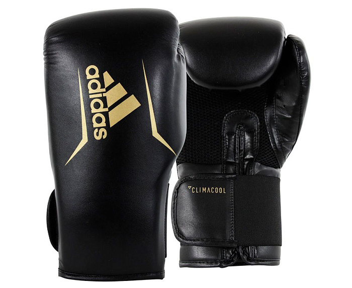 adiSBG75 Перчатки боксерские Speed 75 черно-золотые (вес 12 унций)