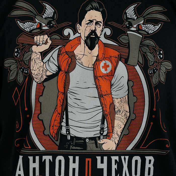 Футболка "Чехов"  черный