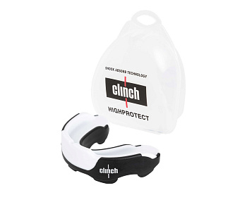 C514 Капа одночелюстная Clinch Champion Triple Layer Mouthguard бело-черно-оранжевая (размер Senior)