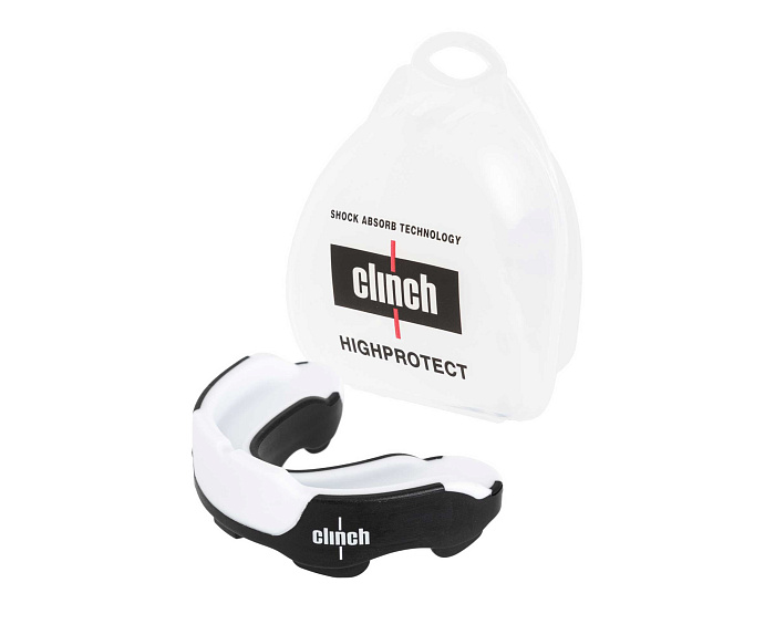 C514 Капа одночелюстная Clinch Champion Triple Layer Mouthguard бело-черно-оранжевая (размер Senior)