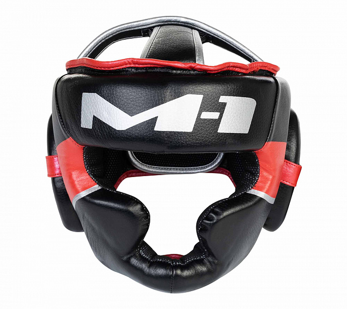 C147 Шлем боксерский Clinch M1 черно-красно-серебристый (размер L)          