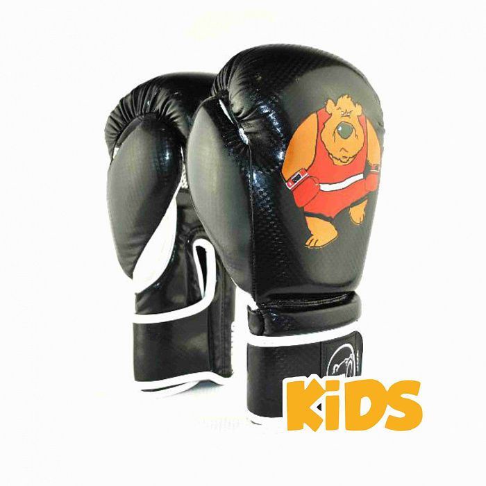 21-74BK Kiboshu Детские Боксерские перчатки CHILD-ST/Черный/Кожа/Зам (4 унций)