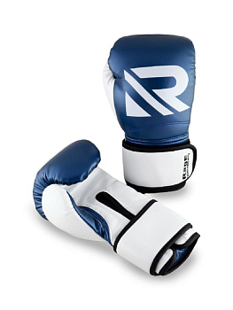 Перчатки боксерские Rage fight gear сине-белый кож/зам 