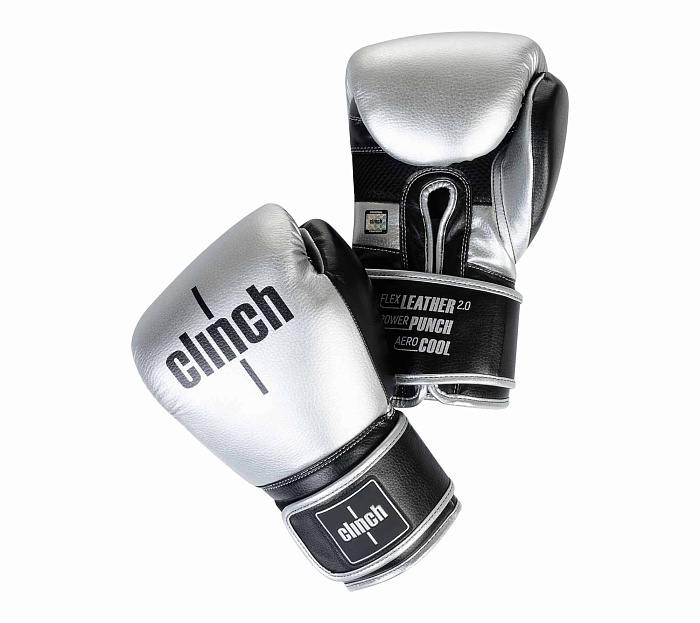 C141 Перчатки боксерские Clinch Punch 2.0 серебристо-черные