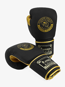 Боксерские перчатки REVANSH PRO, черно-золотой, натуральная кожа