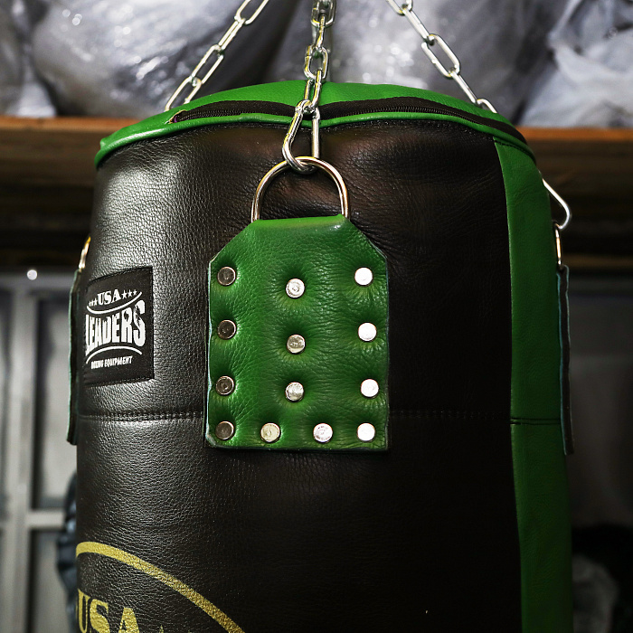Мешок боксерский SuperLead Black Green кожа 120х40 см.