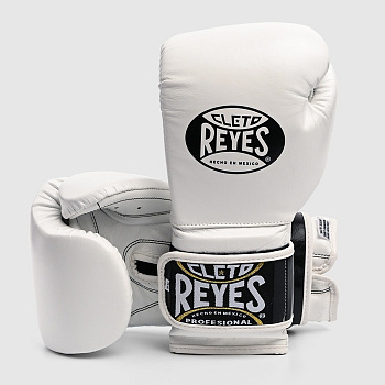 Перчатки боксерские тренировочные на липучках CLETO REYES CE600 белые , кожа