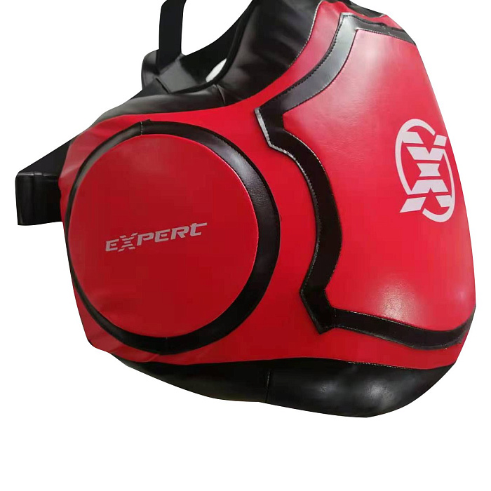 Тренерская защита корпуса Fight EXPERT Armor (искусственная кожа, Красный/черный)