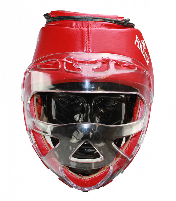 Шлем боксерский с пластиковым забралом FIREICE, закрытый, красный, Flex