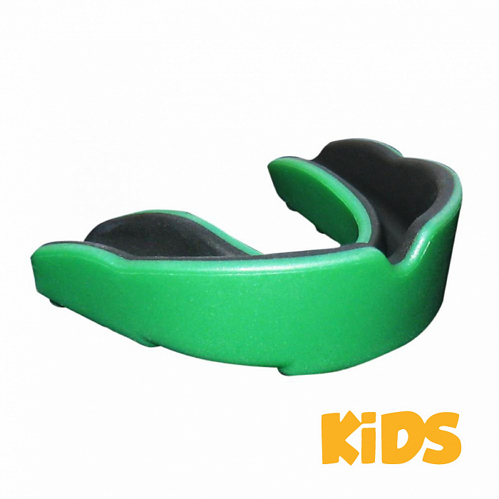 Защита рта (капа) FLAMMA - BLIZZARD  с футляром (гель+резина, детский , Черный/зеленый) 