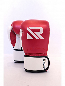 Перчатки боксерские Rage fight gear красно-белый кож/зам