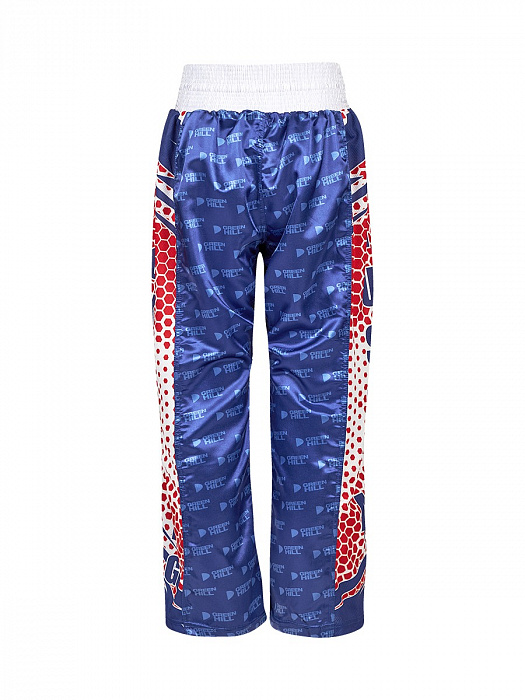 KBT-4058k Детские брюки для кикбоксинга WAKO Approved синие