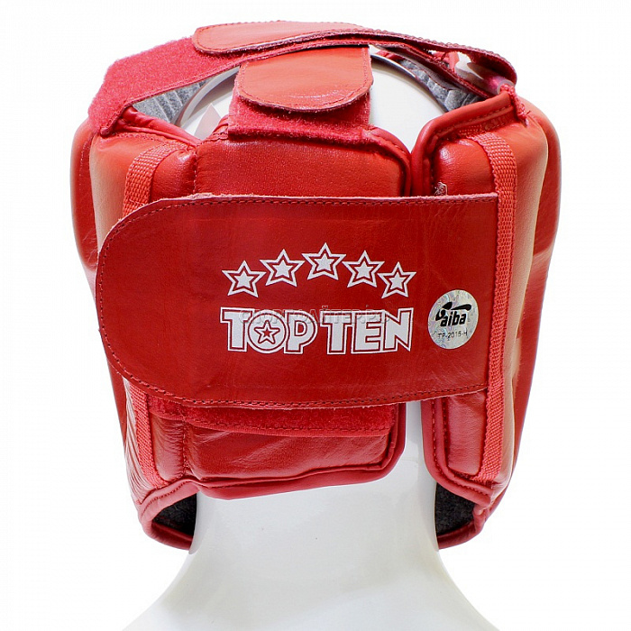 Шлем бокс TOP TEN AIBA нат. кож. 2016 красный