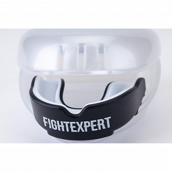 Защита рта (капа) FIGHT EXPERT ФКР с футляром (гель, резина, 12+, Черный/белый)