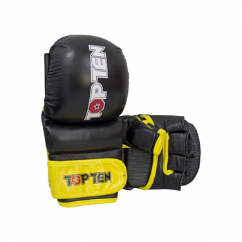 Перчатки для смешанных единоборств TOP TEN Striking Gloves MMA "Thumb Guard" (черно-желтый)