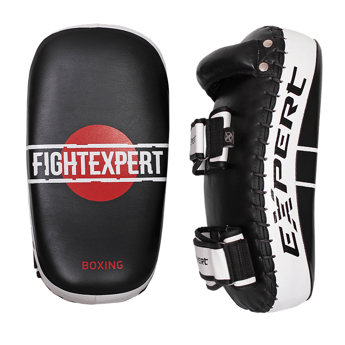 Тренировочный Щит (макивара) для ударов (Тайские Пэды) FIGHT EXPERT кожа (кожа, 39*19*9 см,Черный)